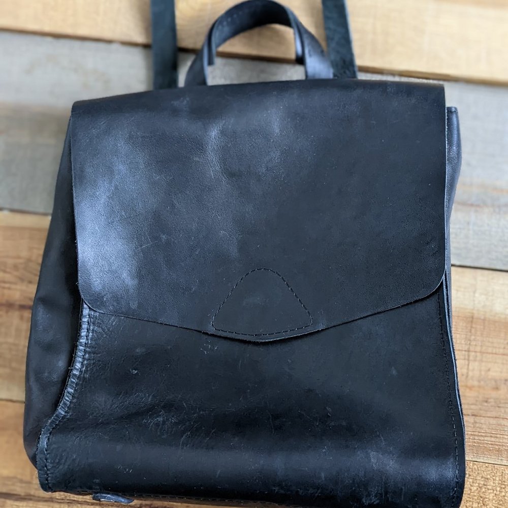 Convertible backpack purse black genuine leather backpack